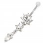 Beautiful Floral Navel Bar Barbell Bright Colors