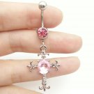 Roman  Religious Cross Crystal Navel Ring  ~ 2 Colors