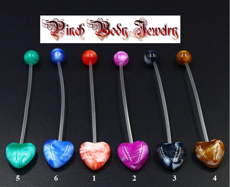 Acrylic Heart Belly Button Rings Flexible Pregnancy Maternity Navel Ring  ~ 6 Colors