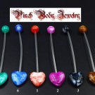 Acrylic Heart Belly Button Rings Flexible Pregnancy Maternity Navel Ring  ~ 6 Colors