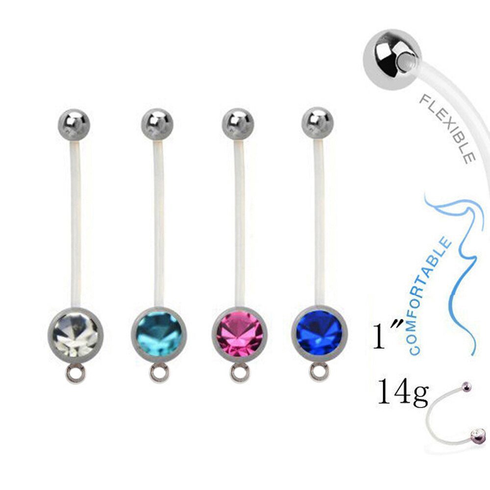 Flexible Pregnancy / Maternity Add A Charm Belly Button Ring Navel Bar  ~ 4 Colors