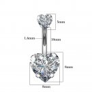 Silver Zircon Crystal Hearts Navel Ring