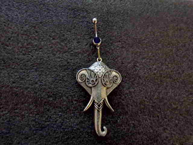 Small Silver Dress Elephant Head Navel Barbell