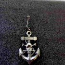 Silver Anchor & Skull Navel Ring