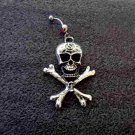 Silver Skull & Cross Bones Navel Ring