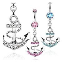 Navy Ships Anchor Navel Ring 3 Tones Available