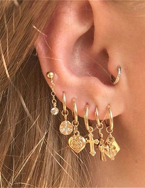 7- Gold Post & Hoop Loop Earrings