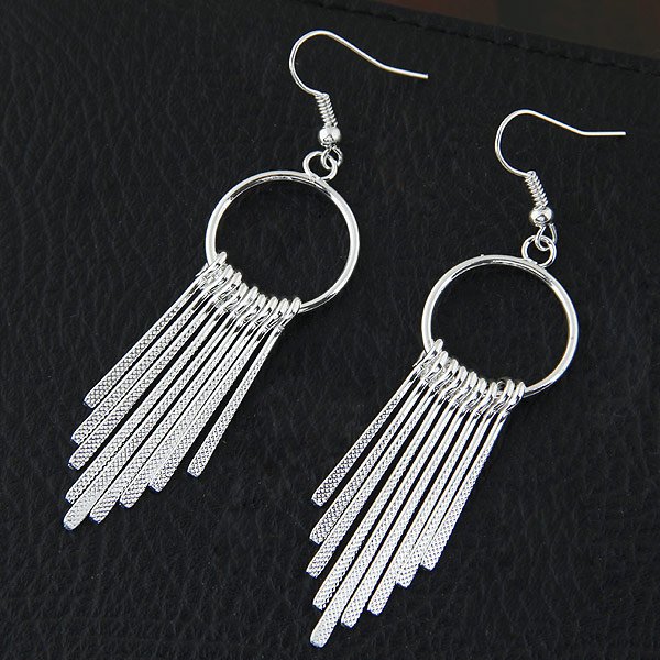 2"  Silver Spiky Spikes Dangle Earrings
