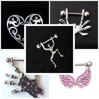 WOW 5 Pairs Nipple Bars & Shields As Pictured