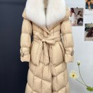 fox collar fur down jacket for women plus long 90 white goose down thickened for warmth