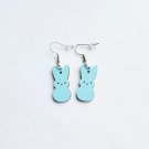 light blue Big Easter Bunny wooden temperament earrings Cute Easter Rabbit Gift Jewelry