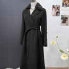 black Fur coat Cashmere double-sided tweed coat long mink collar studded rhinestone coat