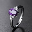Simulation emerald tourmaline colored gemstone opening adjustable ring  female