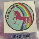 ROUND UNICORN CIRCLE SHAPED BEACH TOWEL 58" X 58" NWT "SUMMER IS MAGICAL" POOL