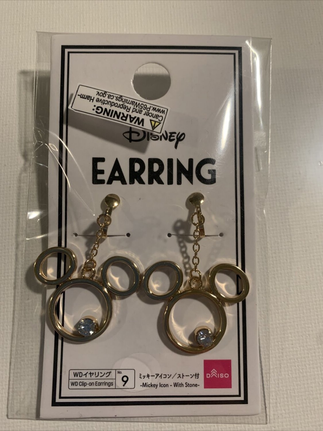 Walt Disney Mickey Minnie Mouse Gold Clip-on Charm Fashion Jewelry Earrings