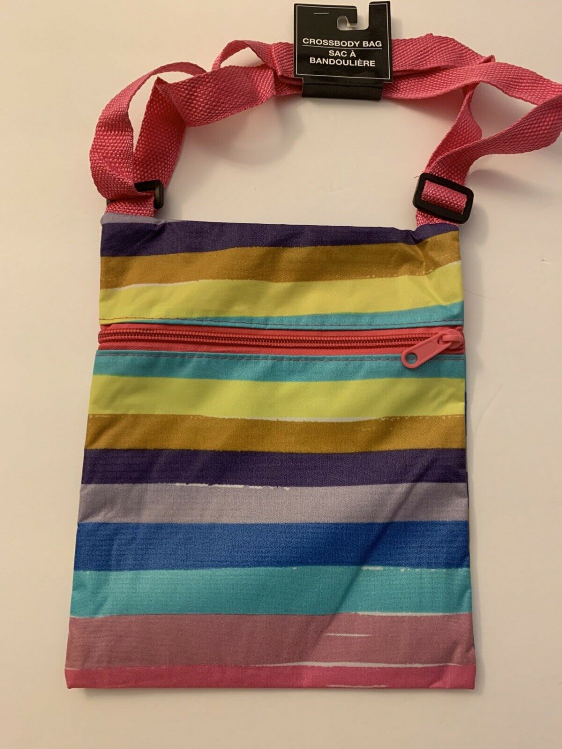 MultiColor Lines Print Crossbody Bag Adjustable Straps