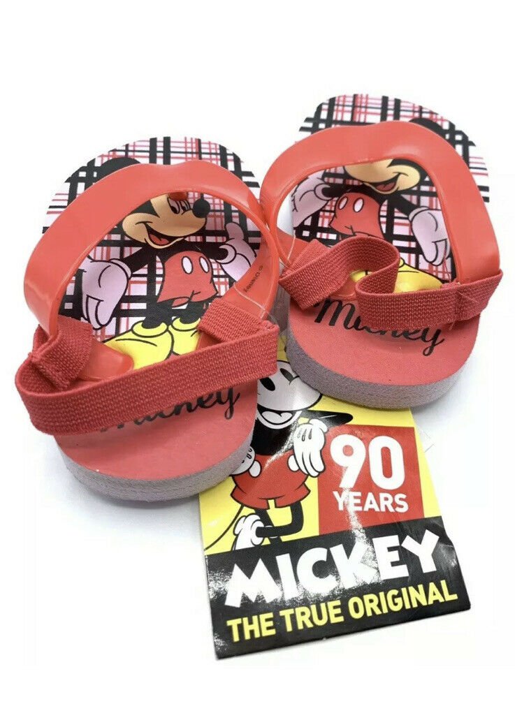 Mickey Mouse Infant/Toddler Red Flip Flops  Size 1/2 Sandals Baby Beach Shoes