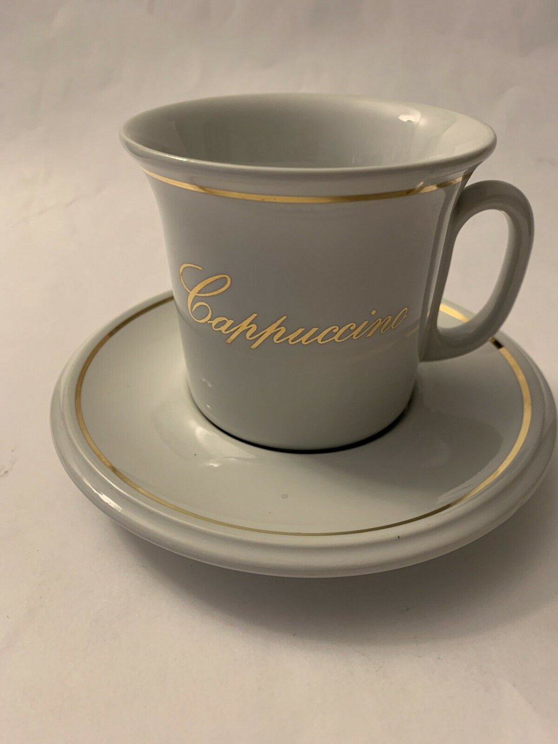 ACF Cappuccino White  and Gold Cup & Saucer Italian Ceramic Set