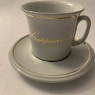 ACF Cappuccino White  and Gold Cup & Saucer Italian Ceramic Set
