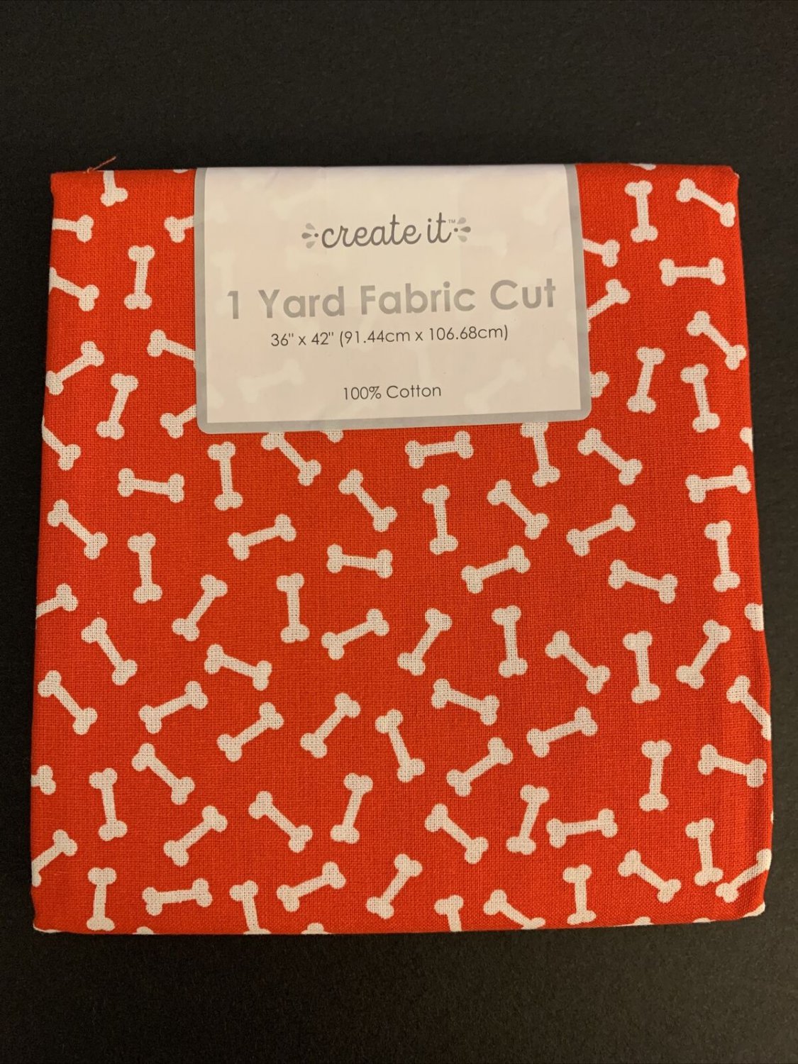 Create It Whimsical Dog Bones 1 Yard Cotton Fabric 36" x 42" NEW