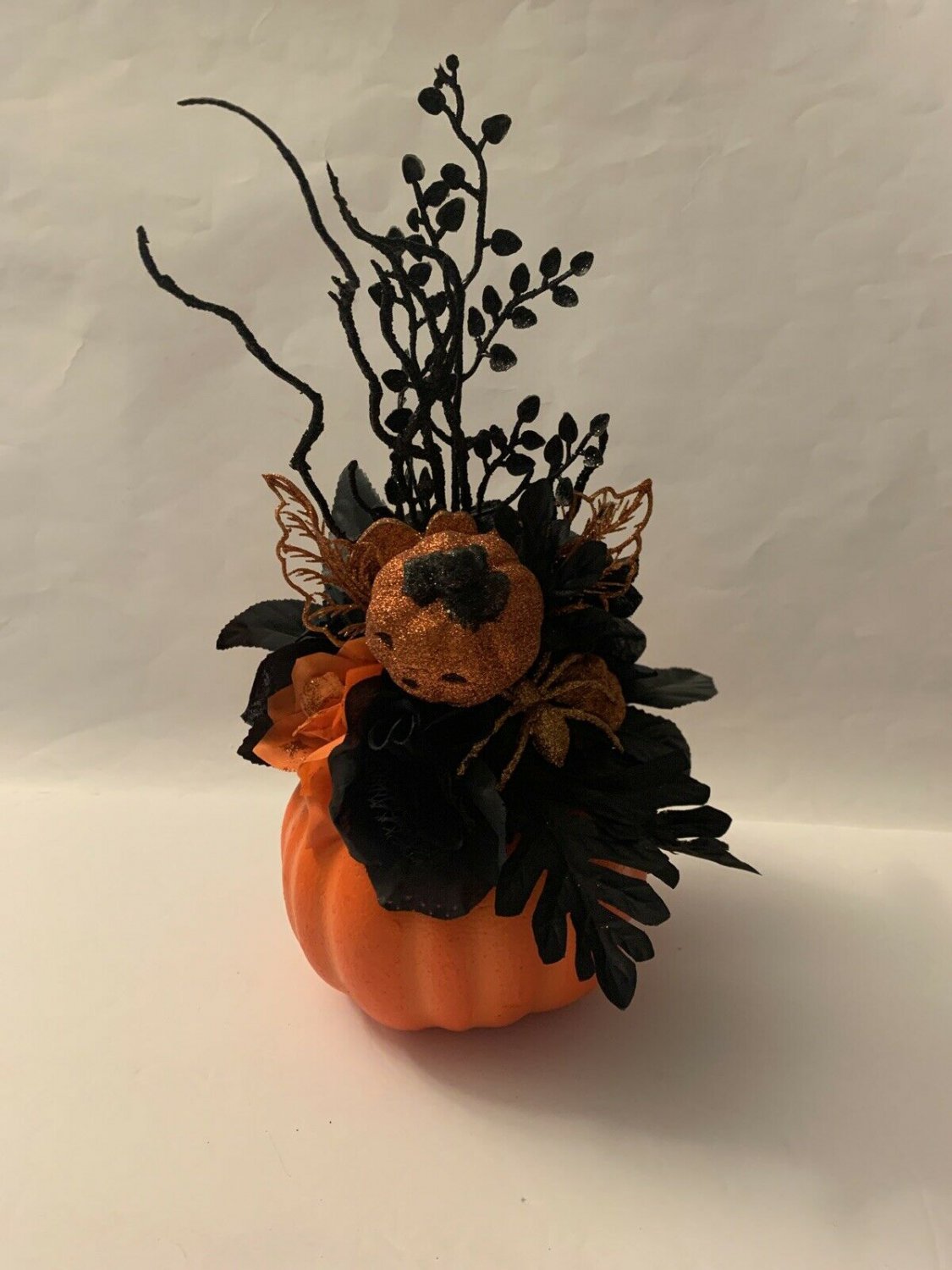 Pumpkin Decor Floral Centerpiece Black And Orange