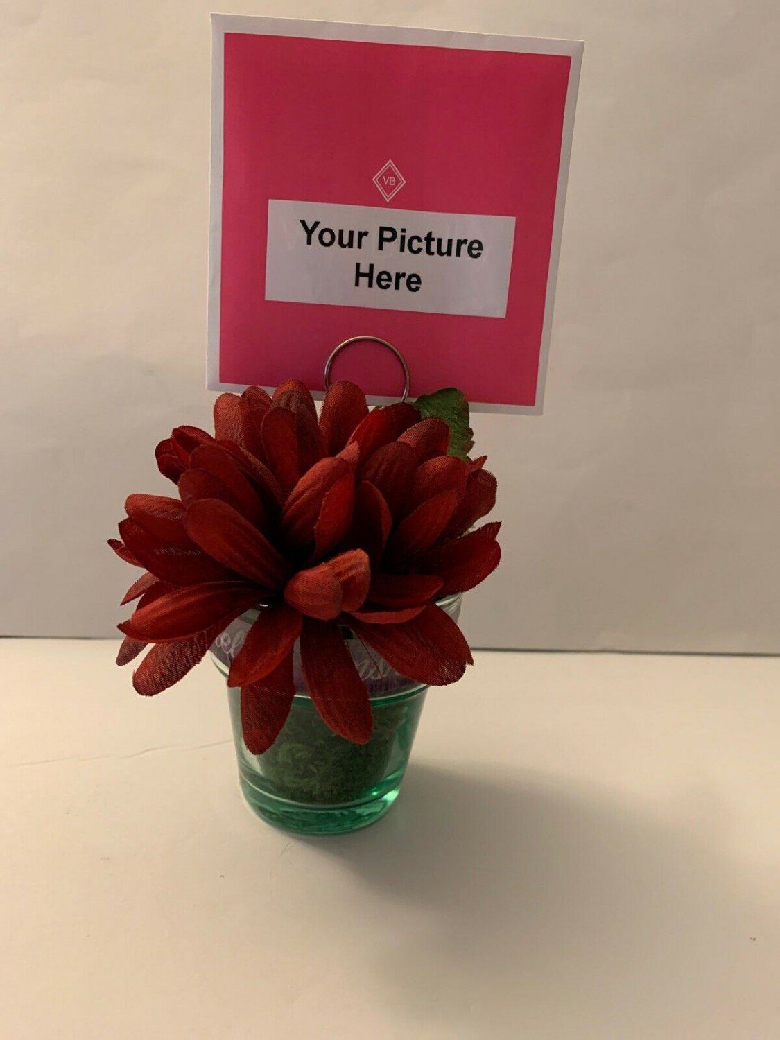 Picture Clip Card Holder Simulation Flower Glass Pot Photo Frame