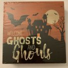 Welcome Ghosts And Ghouls wood box sign