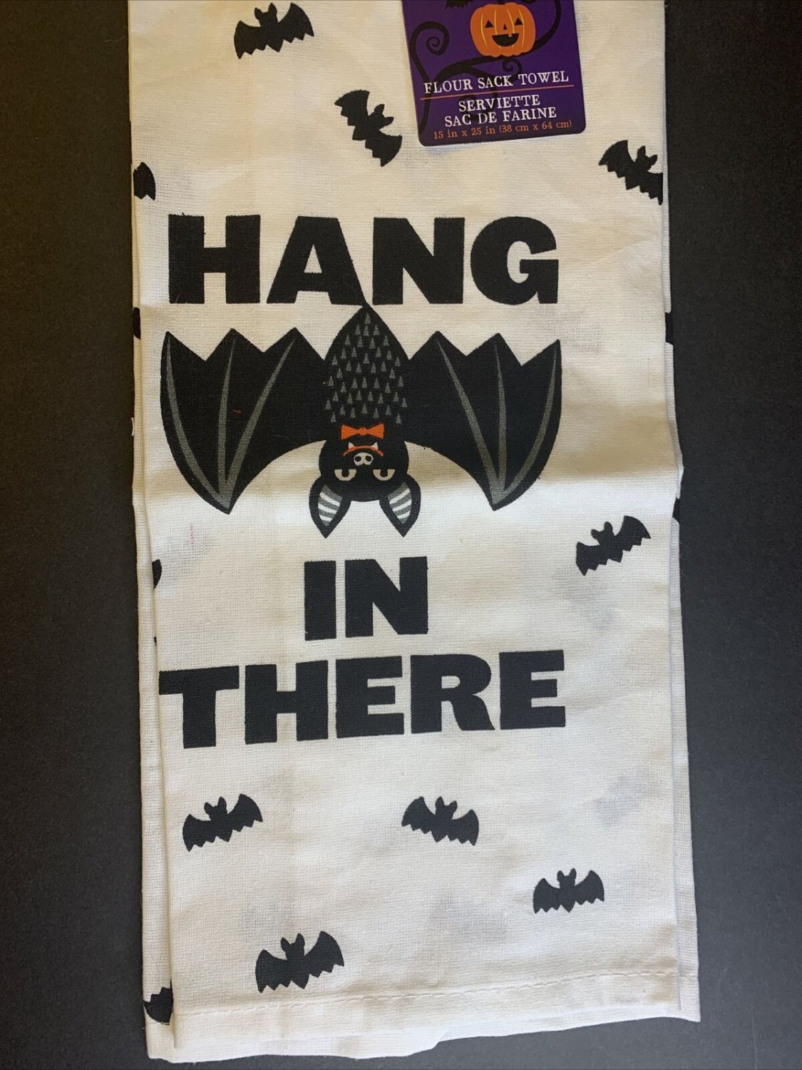Bat &acirc;��Hang In There&acirc;�� Flour Sack Kitchen Towel New