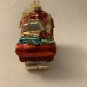 Sleigh Shaped Christmas Tree Ornament Mercury Glass White Beaded Glitter