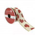 Celebrate It 1.5" Faux Lined Wired Ribbon Red Stitched Hearts Crafts New