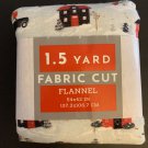 1.5 Yards Pre Cut Red Truck/ School/ Car/ Santa Xmas Flannel Fabric 100% Cotton