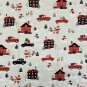 1.5 Yards Pre Cut Red Truck/ School/ Car/ Santa Xmas Flannel Fabric 100% Cotton