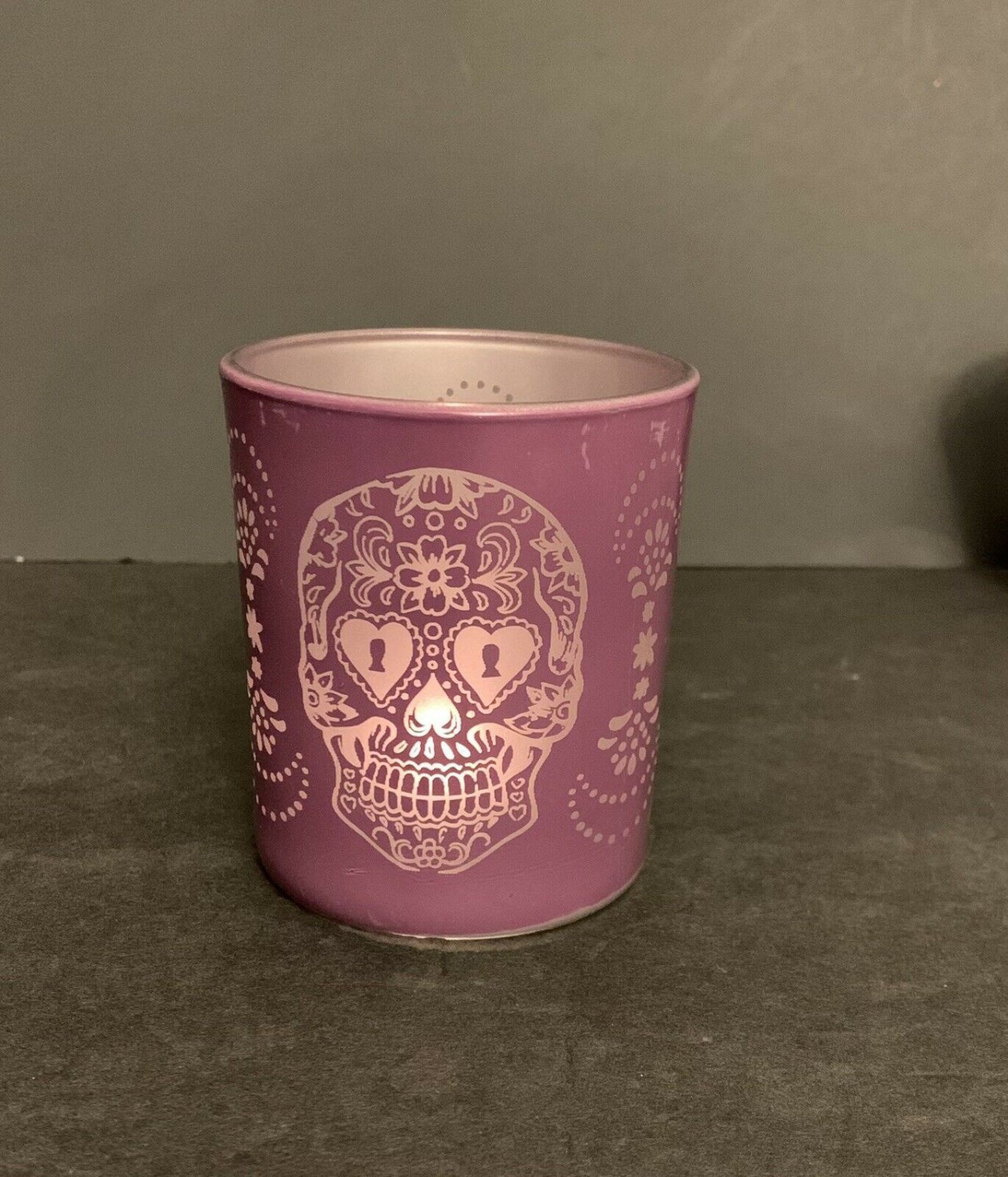 Sugar Skulls Dia De Los Muertos 3&acirc;�� Candle Holder New