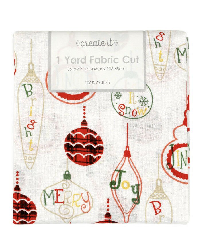 1 Yard Ornaments Christmas Fabric