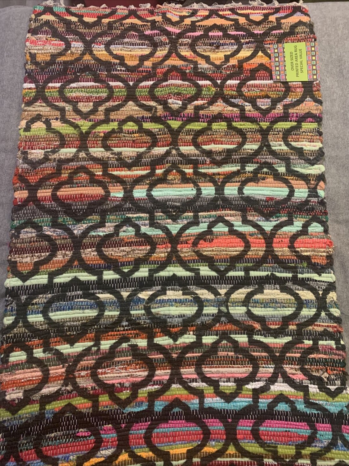 printed rag rug 30&acirc;�� x 50&acirc;�� handmade
