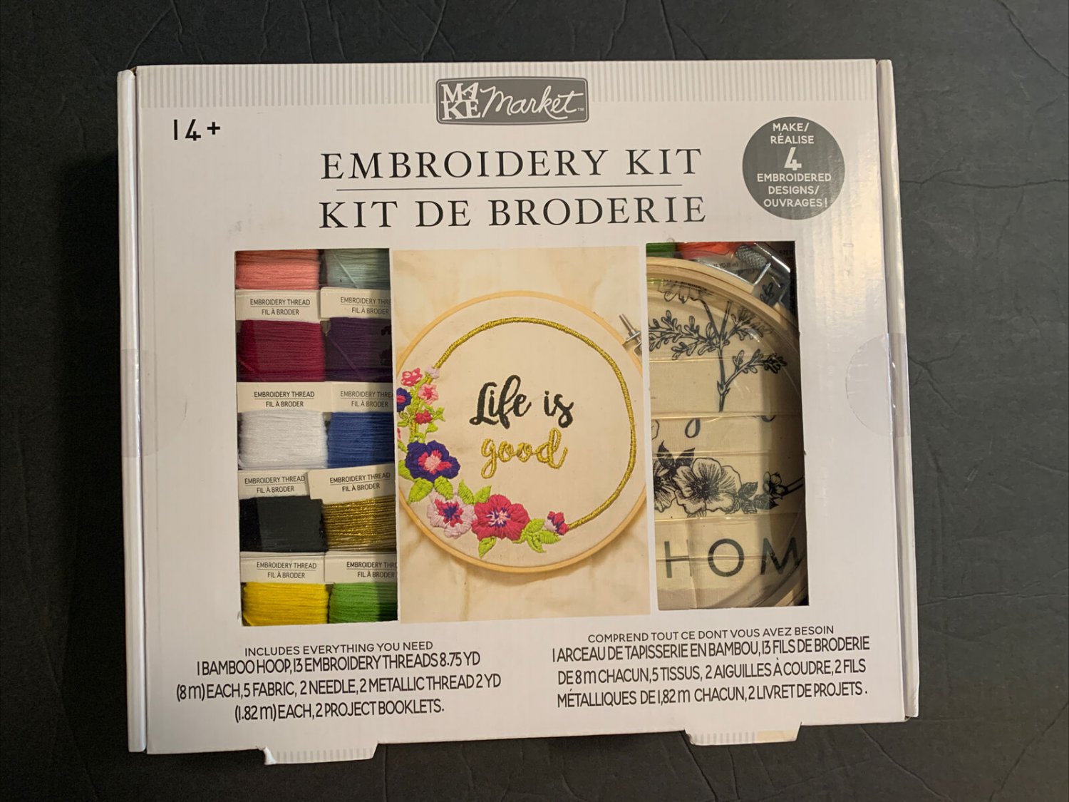 MAKE MARKET EMBROIDERY KIT NIP/INCLUDES ALL YOU NEED & MAKES 4 DESIGNS