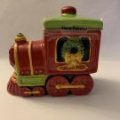 Ceramic Train Candy Jar - Holiday Time - New - Christmas Winter Wreath