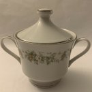 Vintage Japan SUGAR BOWL brown white flowers SUFFOLK Diamond China HTF