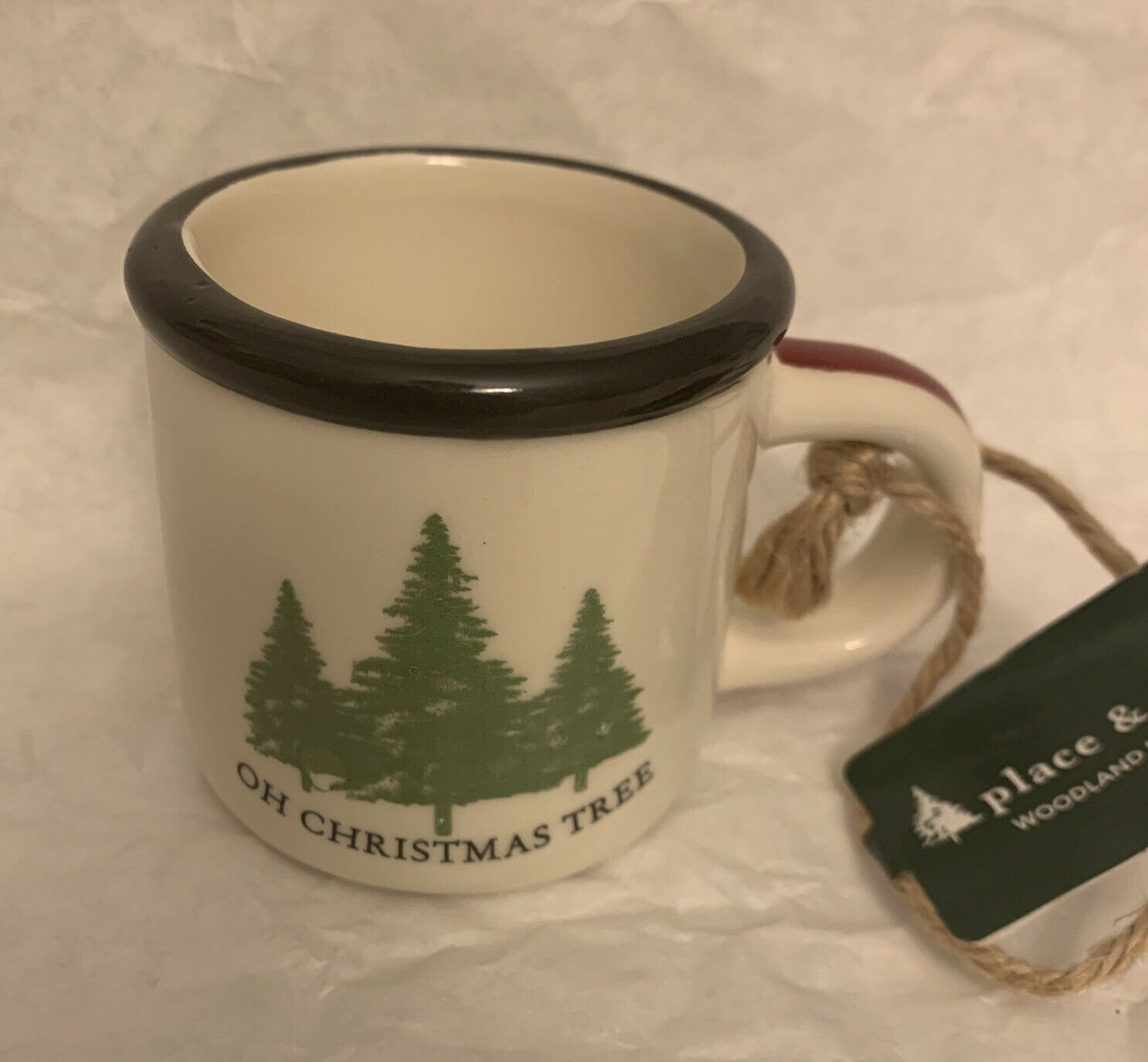 Ceramic Mug Christmas Ornament Oh Christmas Tree NWT