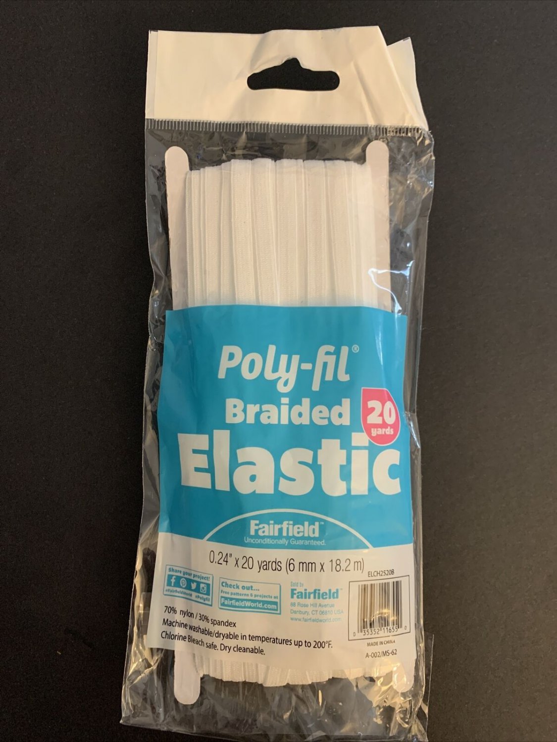 Fairfield Poly-fil Braided 0.24" Elastic 20 Yards