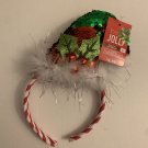 Christmas Holiday Headband Santa Hat fur candy cane stripe red & green sequin