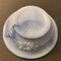 Avon Blue Glass Marbleized Victorian Rose Embossed Pitcher and Wash Basin 1978