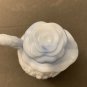 Avon Blue Glass Marbleized Victorian Rose Embossed Pitcher and Wash Basin 1978