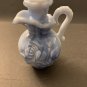 Avon Blue Glass Marbleized Victorian Rose Embossed Pitcher and Wash Basin 1978