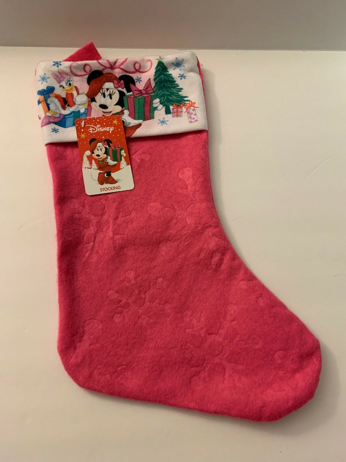 NEW Disney Hanging STOCKING Minnie Mouse Daisy 90-Years PINK Snowflake Felt