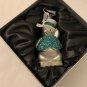 Snowman Shaped Christmas Tree Ornament Mercury Glass White Beaded Glitter