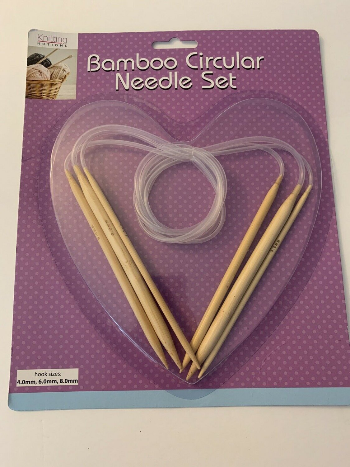Bamboo Circular Knitting Needles 3 Hook Sizes of 4.0mm 6.0mm 8.0mm