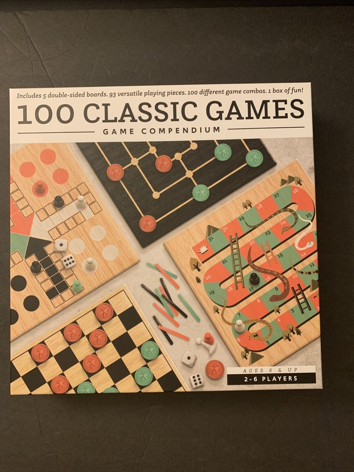 Classic Games 100 Games 5 Double Sided Playing Boards