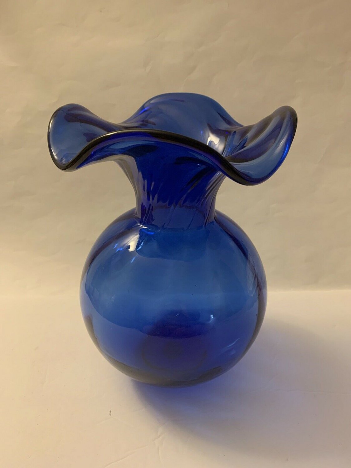 WANDA BLUE GLASS COBALT VASE PORTUGAL  10 INCHES