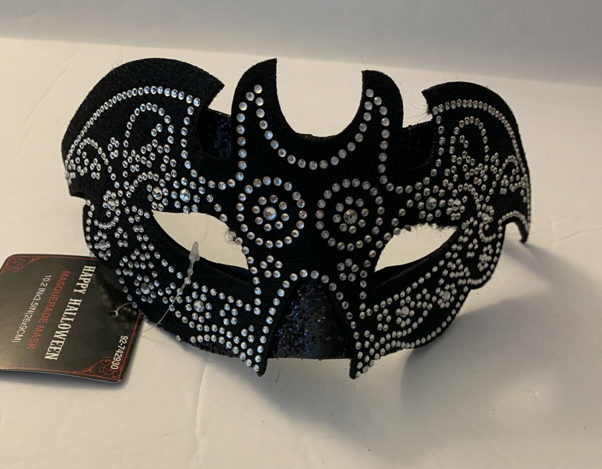 Sequin Masquerade / Venetian Mask With Silver Faux Stones
